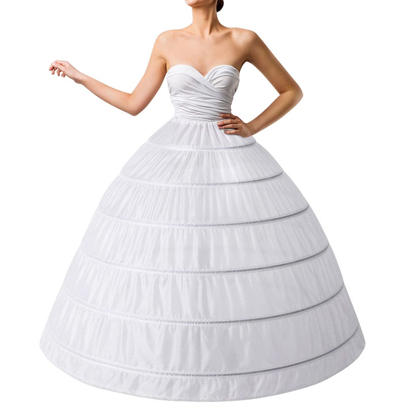 aingycy 6-Hoops Hoop Skirt Full A-line Bridal Dress Gown Slip Petticoat for Wedding Dress Crinoline Underskirt Ball Gown - Image 1